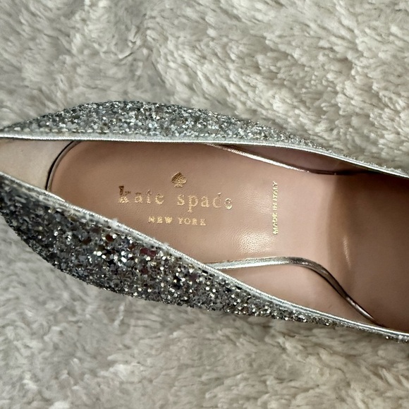 Kate Spade Silver Glitter Pumps Heels Size 9 Party Wedding Holiday - Picture 9 of 11